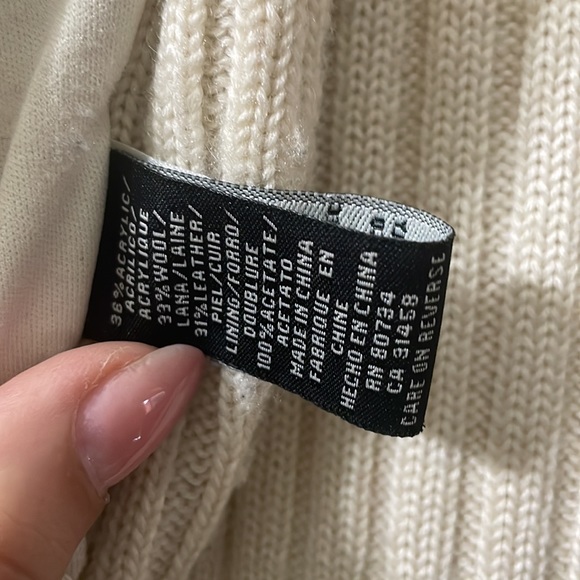 BCBG Cream leather and knit snap button long-sleeve quilted jacket size medium - Picture 4 of 11